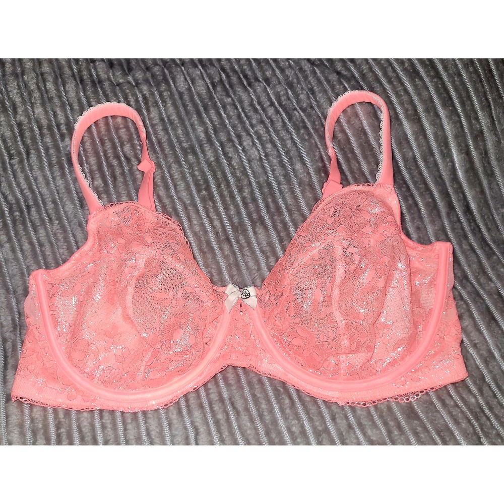 Victoria's Secret Body by Victoria Unlined Demi Bra Coral Pink Lace 38DD y2k